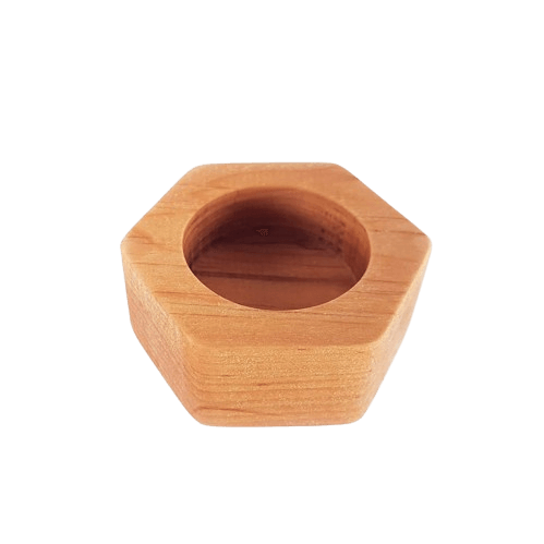 WOOD HEXAGON T-LIGHT HOLDER (NATURAL)